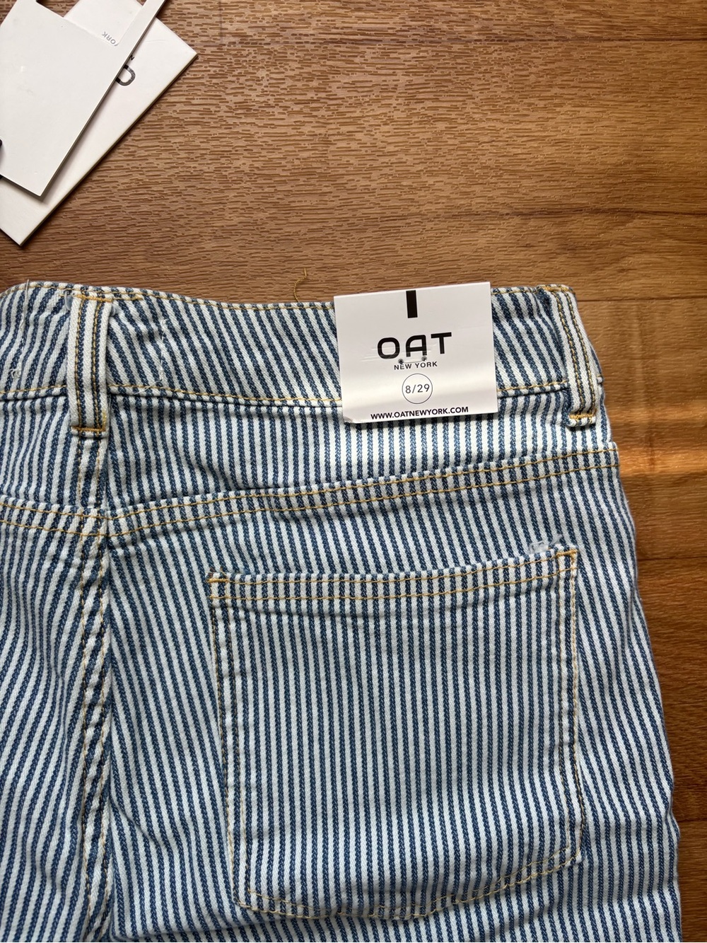 Oat New York Straight-Leg Jeans in Blue & White Stripes - Picture 7 of 12